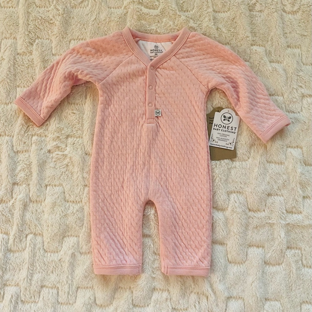 Honest Baby Company Girls Pink Preemie Coverall Romper One Piece